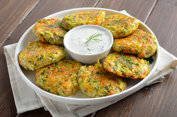 Diet vegetable cutlet from zucchini, carrot, herbs