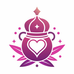 Purple Pink Gradient Wedding Logo with Traditional Kalash and Floral Elements