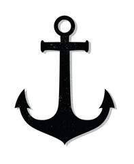 Vintage black anchor icon with a distressed texture. Nautical symbol ideal for maritime-themed designs, tattoos, logos, and nautical prints. High-resolution isolated on white background