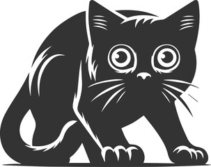 Angry vector black cat animal silhouette