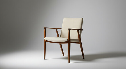 Elegant Wooden Armchair in Studio Setting for Interior Design and Furniture Catalogs