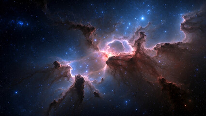 Fototapeta premium Majestic nebula illuminating the depths of space