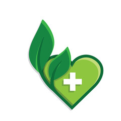 sustainable icon. vector heart and plant. reuse, recycle, net zero, green energy, eco-friendly concept. 3d simple design style