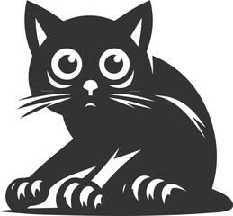 Angry vector black cat animal silhouette
