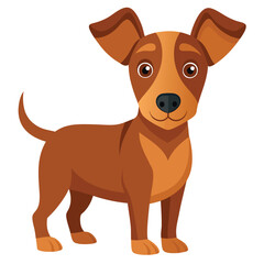 A brown dog with floppy ears tilts its head inquisitively against a stark white background.