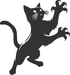 Angry vector black cat animal silhouette
