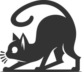 Angry vector black cat animal silhouette