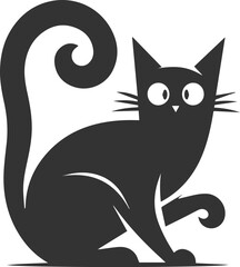 Angry vector black cat animal silhouette