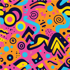 Abstract seamless pattern vector illustration design with colorful circles and floral elements for vibrant decoration