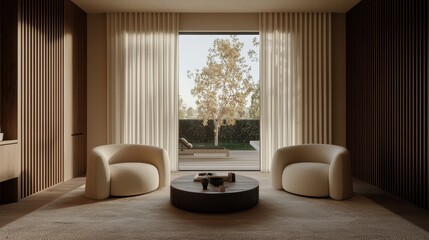 Cozy Modern Living Room with Minimalist Furnishings and Natural Light