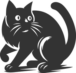 Angry vector black cat animal silhouette
