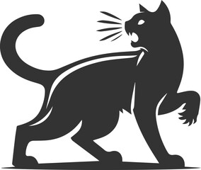 Angry vector black cat animal silhouette