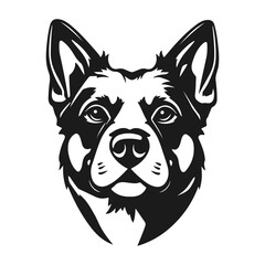 Dog head vector, pet logo design, black and white dog, animal emblem, canine silhouette icon