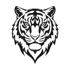 Tiger head vector, wild animal face, tribal tiger design, jungle predator art, feline emblem icon
