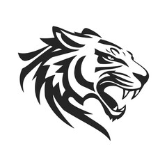 Tiger head vector, wild animal face, tribal tiger design, jungle predator art, feline emblem icon