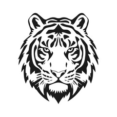 Tiger head vector, wild animal face, tribal tiger design, jungle predator art, feline emblem icon