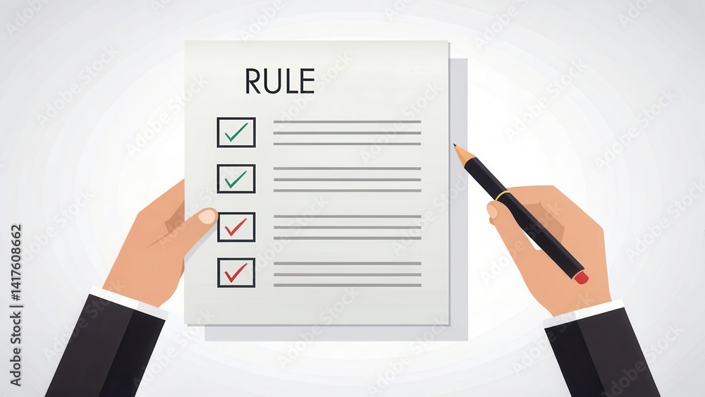 Poster law restriction policy. a person holding a checklist titled 