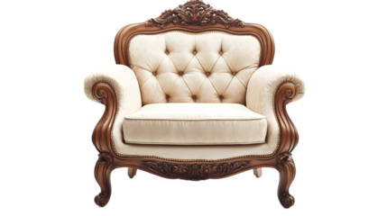 Elegant Antique Chair Isolated on White Background for Interior Design Inspiration