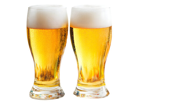 Beer Glasses on White Background - Festive Holiday Decor for Ads, Marketing, and Designs