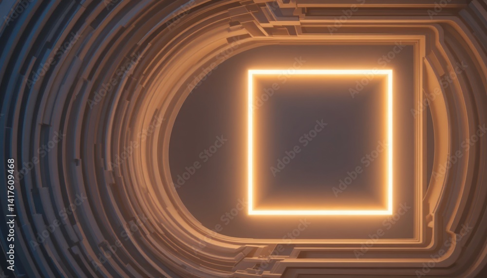 Poster dynamic light square in abstract circuit design digital space visual art contemporary digital enviro