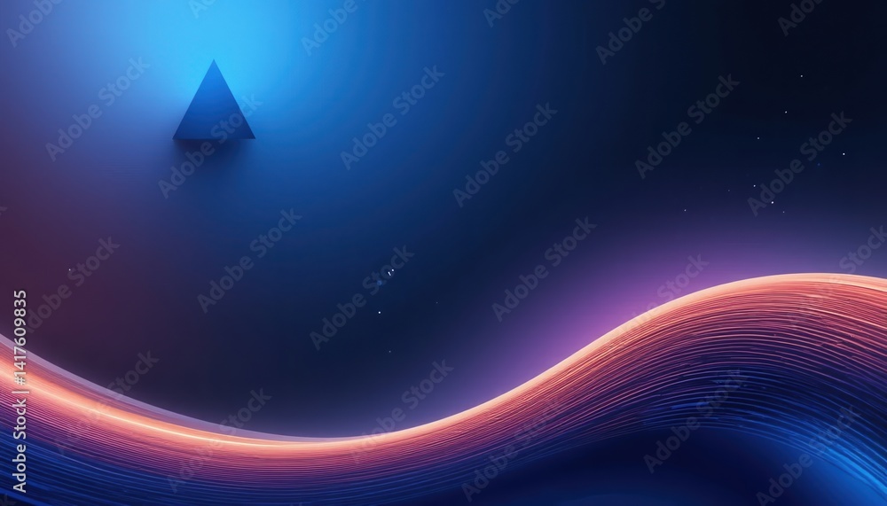 Poster dynamic light waves and geometric shapes abstract digital art futuristic environment nighttime viewp