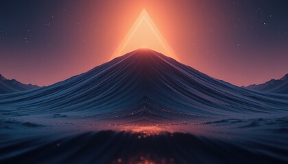 Majestic sunrise over a mountainous landscape digital art surreal environment vibrant colors dreamlike perspective