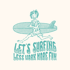 surfing illustration graphic icon design cartoon badge surfboard vintage summer