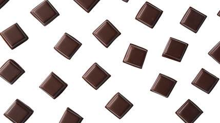 Dark Chocolate Squares on White Background for Sweet Food Lovers
