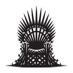 Vector Black silhouettes Intricate Throne of Blades A Stark Symbol of Power. with white background