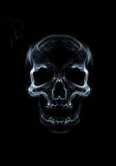 Fototapeta premium White smoke forming into a shape of detail human skull on dark background