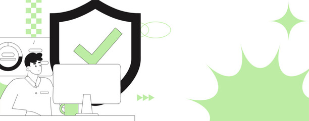 Virtual characters social communication concept business flat vector hand drawn illustration
