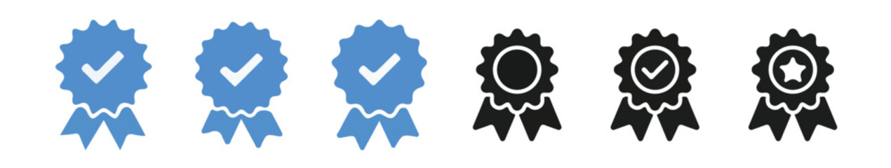 Checkmark sign. Verified symbol. Approval done element collection. Profile verified badge. Guaranteed signs. Vector illustration eps 10.