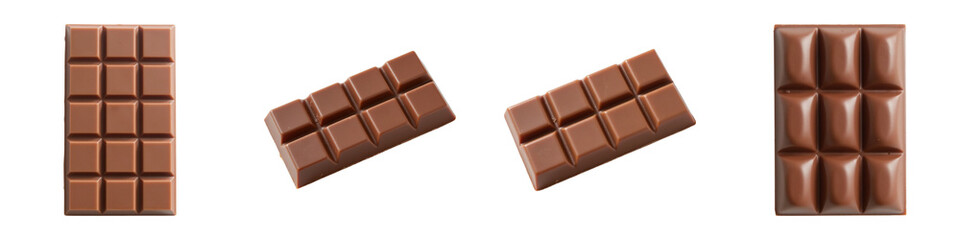 Fototapeta premium Delicious chocolate bars arranged in various positions, showcasing their rich texture and smooth surface, perfect for dessert lovers