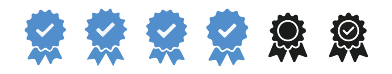 Checkmark sign. Verified symbol. Approval done element collection. Profile verified badge. Guaranteed signs. Vector illustration eps 10.