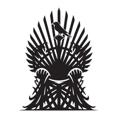 Vector Black silhouettes Intricate Throne of Blades A Stark Symbol of Power. with white background