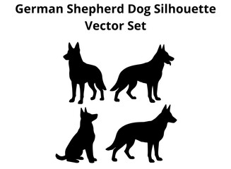 German Shepherd Dog Silhouette Vector Set