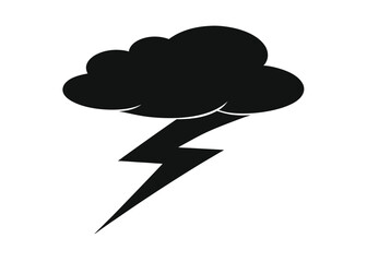 Lightning Bolt in Stormy Sky Clipart