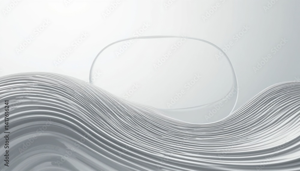 Poster fluid motion of abstract waves minimalistic studio digital artwork serene environment close-up view 