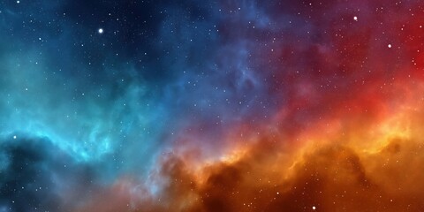 Naklejka premium An awe-inspiring cosmic scene showcasing a vibrant nebula filled with colorful gases and sparkling stars, reflecting the vastness of the universe.