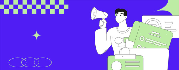 Flat vector illustration of business people operating work scene
