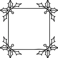 Obraz premium Mistletoe Frame Icon Vector | Festive Square & Rectangle Borders for Holiday Design