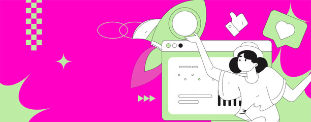 Flat vector illustration of business people operating work scene
