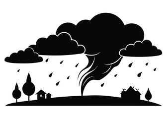 Hailstorm Sky Scene Vector Illustration
