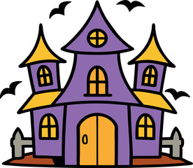 halloween house with moon vector