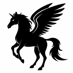 Pegasus vector silhouette black design white background