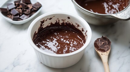 Chocolate tempering demonstration with glossy melted chocolate