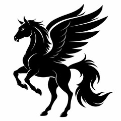 Pegasus vector silhouette black design white background
