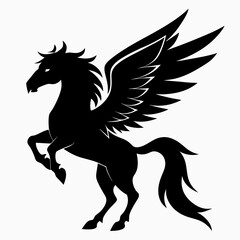 Pegasus vector silhouette black design white background