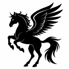 Pegasus vector silhouette black design white background
