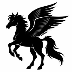 Pegasus vector silhouette black design white background